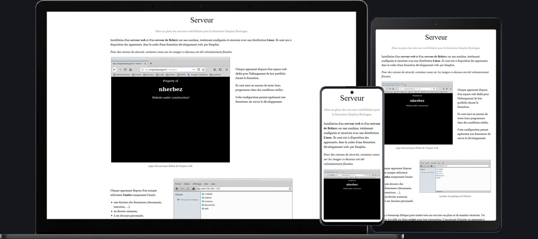 portfolio développeur web full stack responsive projet simplon