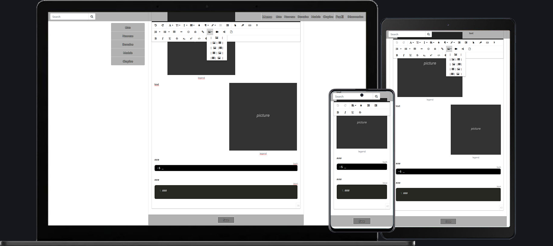 portfolio développeur web full stack responsive mémo personnalisé éditeur de texte